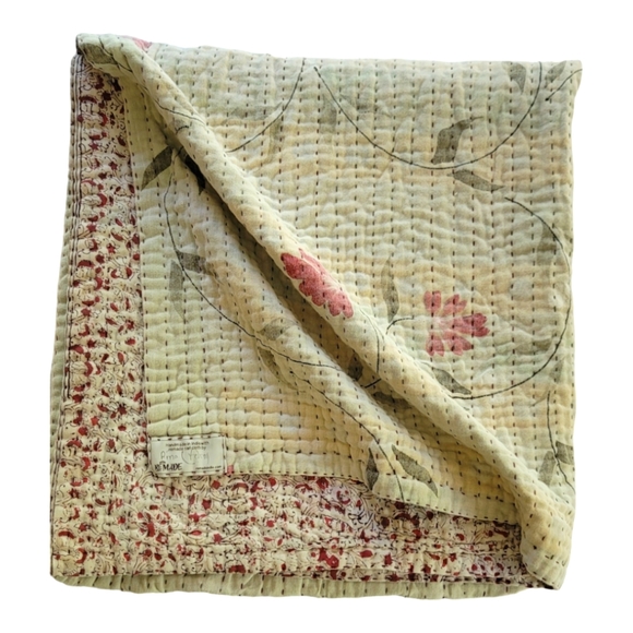 Handmade Bedding Authentic Kantha Kanta Cotton Throw Bed Runner 345